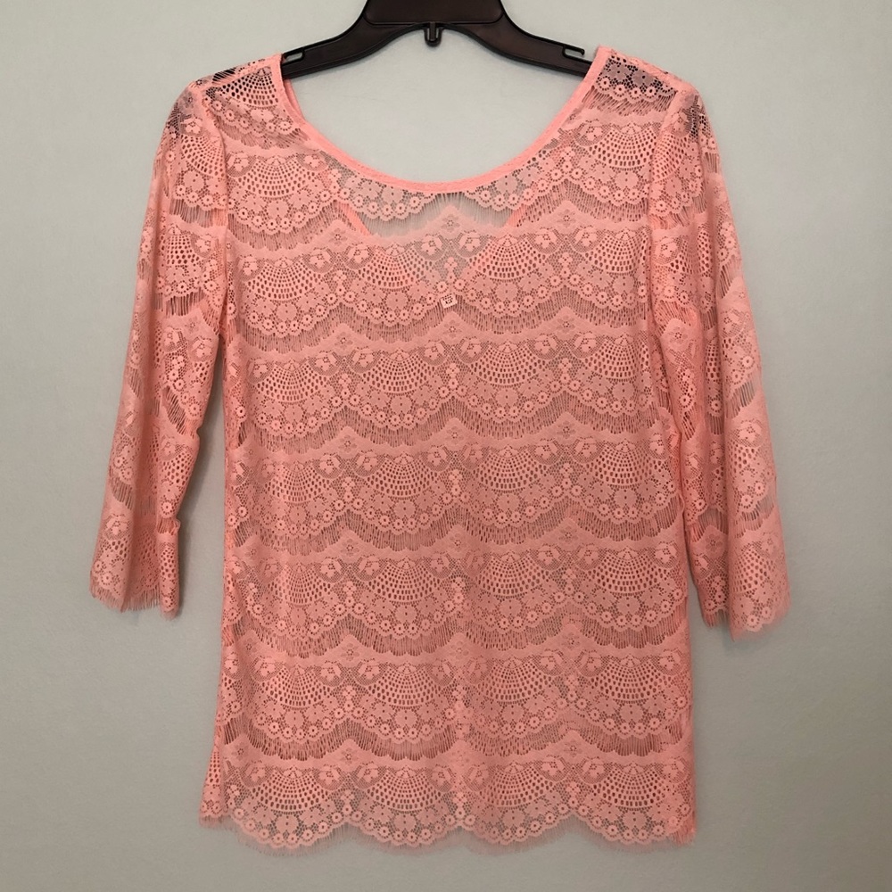 NORDSTROM LIGHT PINK LACE TOP SIZE XS